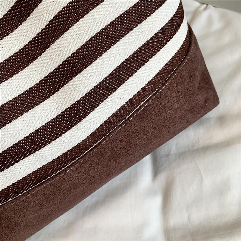 Striped Tote Bag Rope Handle Casual Beach Shoulder Purse Large Capacity
