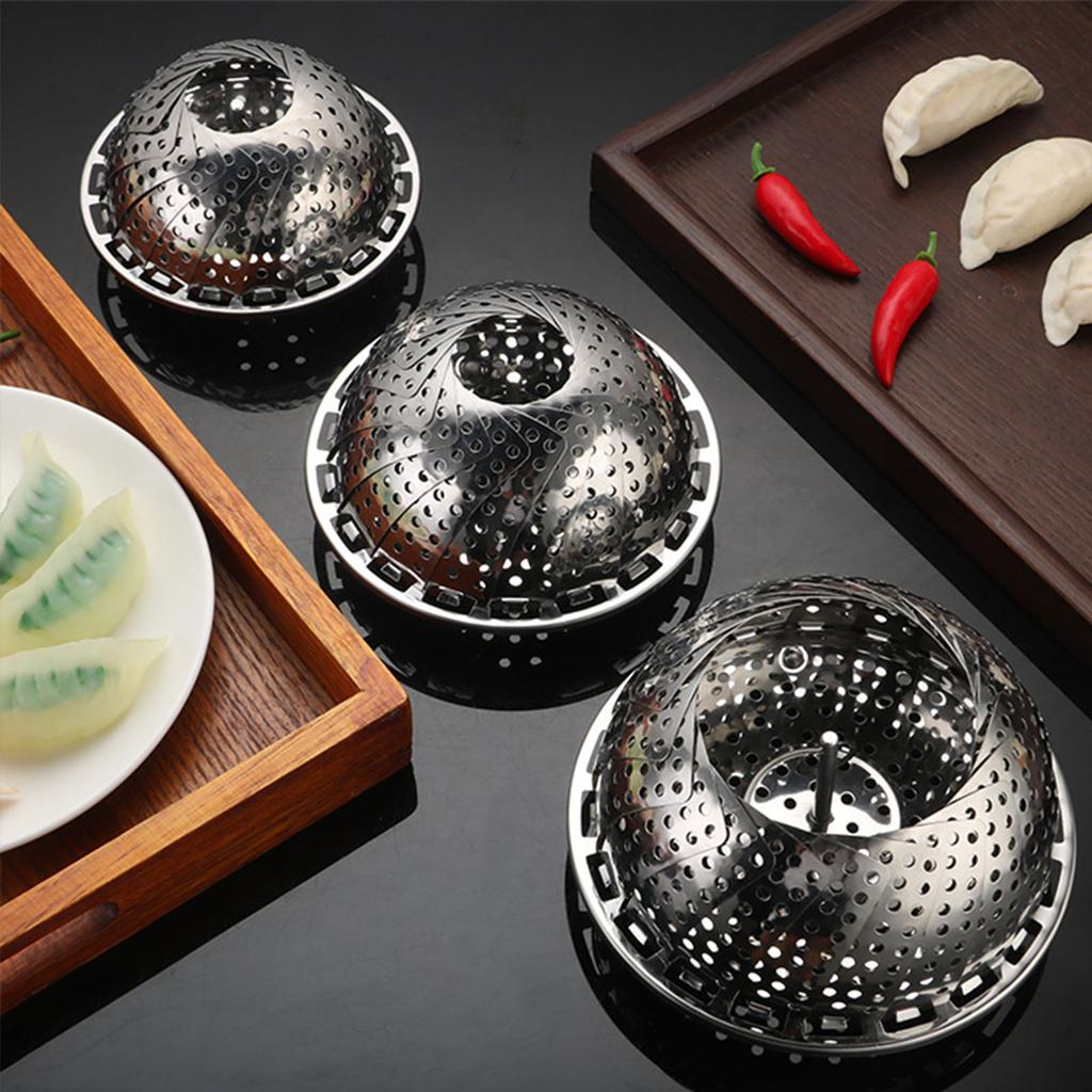 Stainless Steel Steaming Plate Steaming Basket Folding Steaming Insert for Home Kitchen