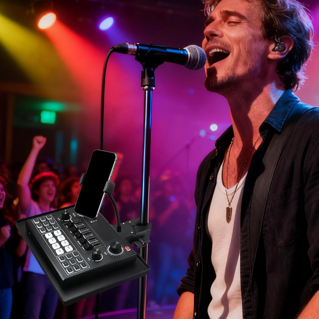 Koolehaoda Mobile Phone Holder Microphone Stand Tray 27 x 20.5cm Clamp Large Stage Live Streaming Concert Karaoke Compatible with Most Microphone