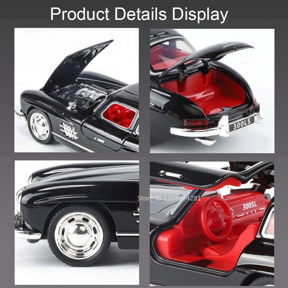 1:32 300sl 500k Legierungsmodell Spielzeug Diecast Auto Türen öffnen mit Ton Licht Rückzug Miniatur Oldtimer Jungen Geburtstagsgeschenke