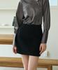 Bye Bye Seop Tweed Wool Mini Skirt Black [T43]