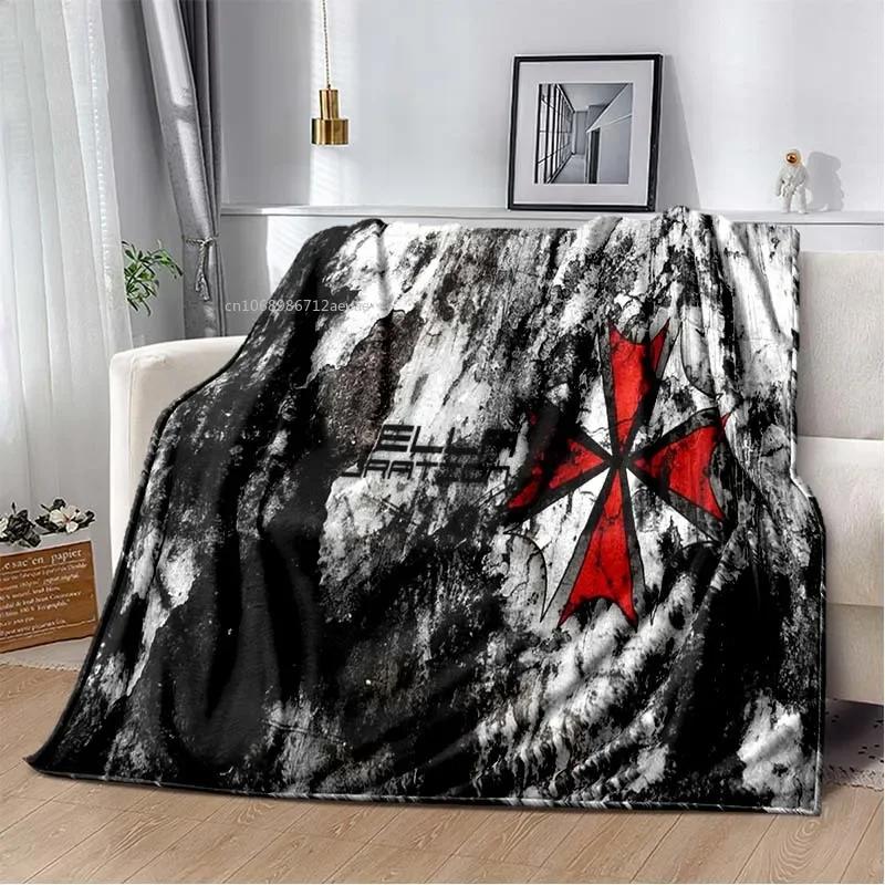 R-Resident Evil Game Gamer Soft Plush Blanket Leon Ada Red Umbrella Blanket for Living Room Bedroom Bed Sofa Picnic Office Cover