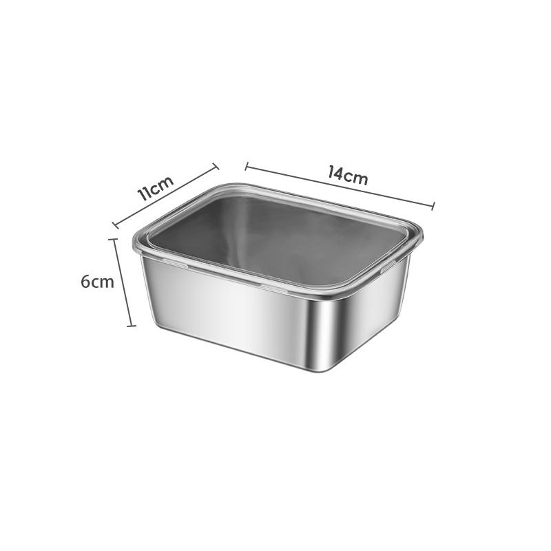 1Pc Stainless Steel Food Tray Containers Kitchen Tool Refrigerator Organizer Cake Fruits Vegetables Meat Storage Box