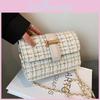 2024 New Korean Style Woven Plaid Mini Shoulder Bag Street Fashion Pu Crossbody Bag