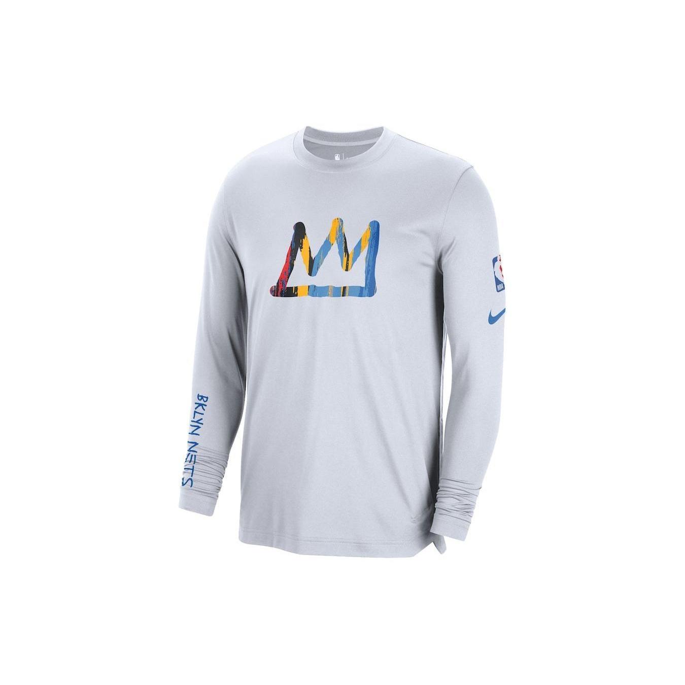 Nike Dri-Fit NBA Brooklyn Nets City Edition Long Sleeve T-Shirt Grey Blue Men s DN8487-100 XL