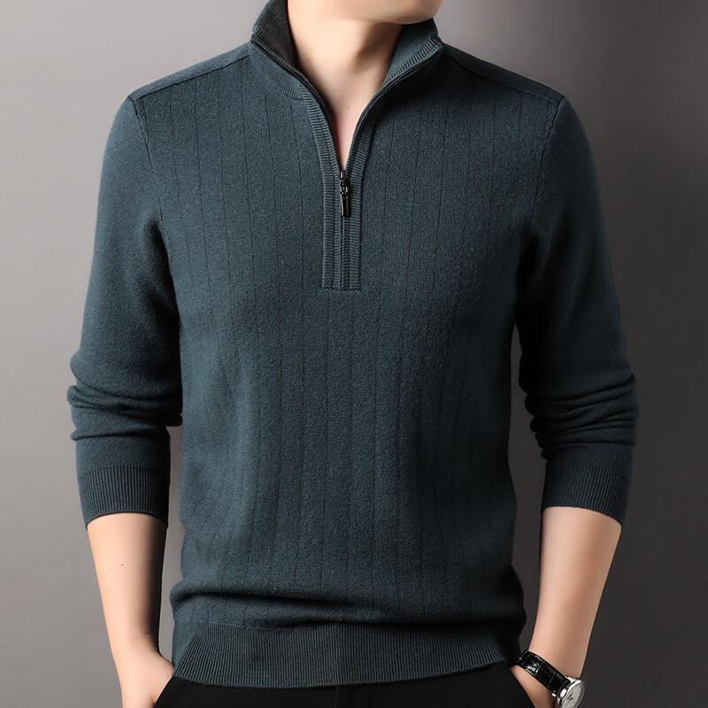 Hengyuanxiang Men s Pure Wool Anti-Pilling Pullover Sweater M