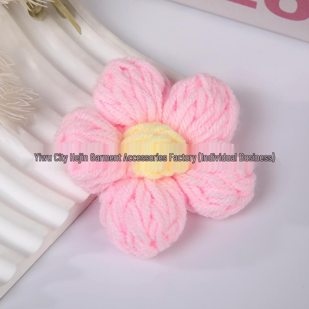 Fermaglio per capelli a fiore imbottito a blocchi di colore, uncinetto a mano, stile coreano