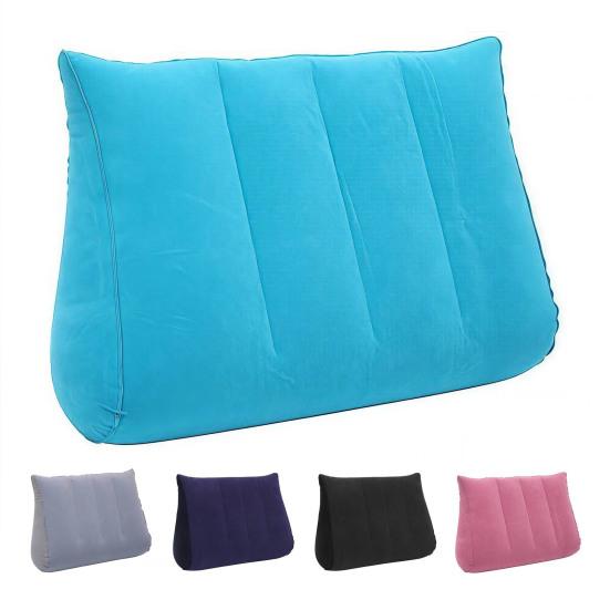Multi-functional Inflatable Pillow Leak-proof Thicken Inflatable Lumbar Support Wedge Pillow Portable Travel Flocked Triangular Sleeping Cushion