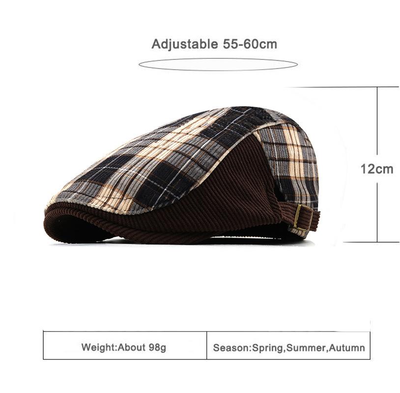 Autumn new hat men's plaid beret retro cap women's casual forward hat winter newsboy hat warm tide