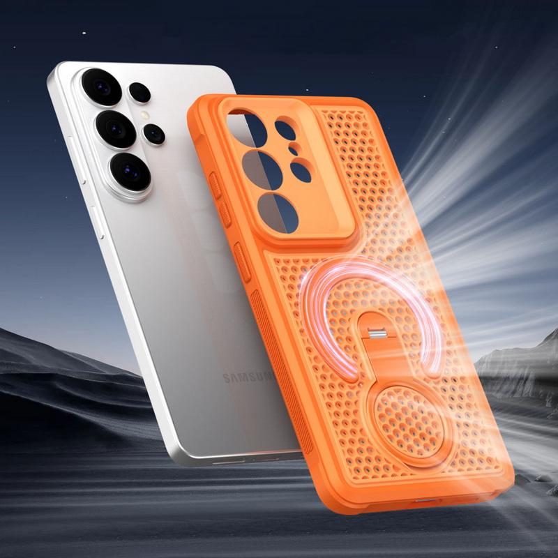 Magnetic Heat Dissipation Case For Samsung Galaxy S26 Ultra S25 Edge S24 Plus S23 FE Hybrid TPU+PC 360 Rotating Ring Stand Cover Case