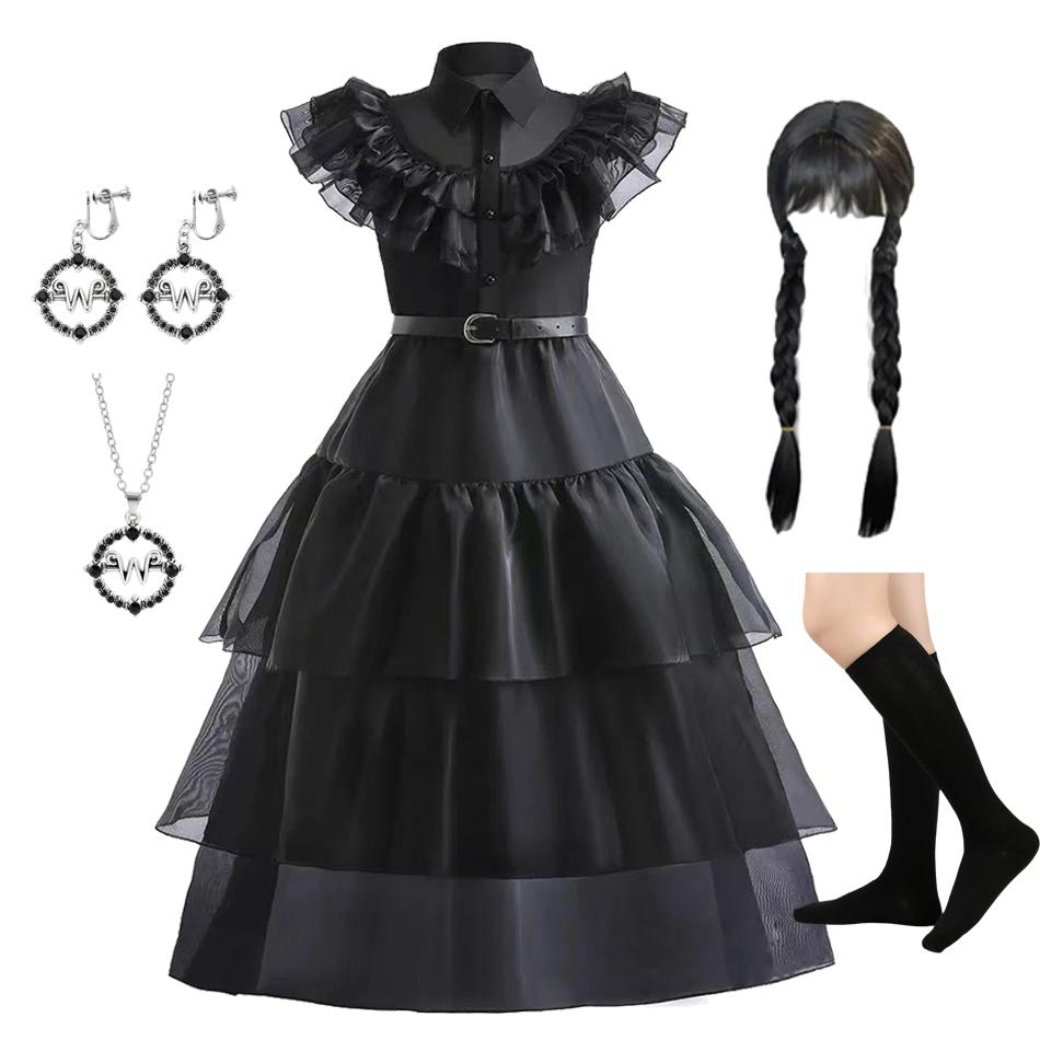 Girls Halloween Cosplay Costume Dress Movie Kids Gothic Dancing Vestidos Party Outfits Dress