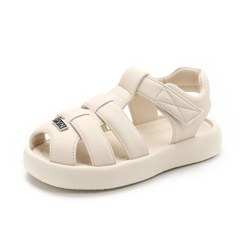 Children's Closed-Toe Sandals Anti-Slip Thick-Sole Beach Shoes for Girls, Hollow-Out Fashionable Casual Kid Sandals