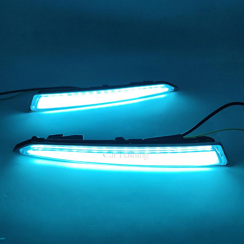 1 Pair For Ford Kuga Escape 2013 2014 2015 2016 2017 Daytime Running Light DRL LED Fog Lamp With Dynamic Yellow Turn Signal