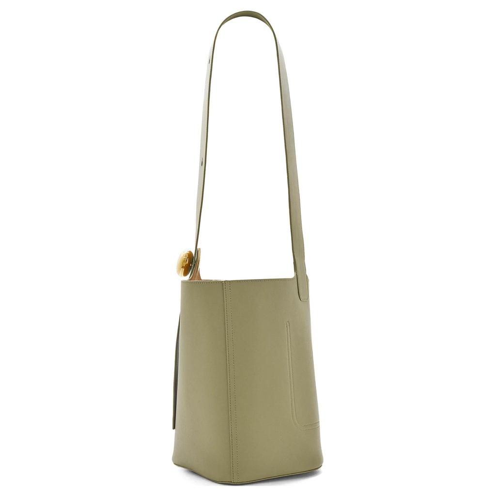 Loewe Bucket Series Pebble Adjustable Shoulder Strap Lock Closure Leather Bucket Bag Unisex Handbags Eucalyptus-Green AANBBBWX01-4787
