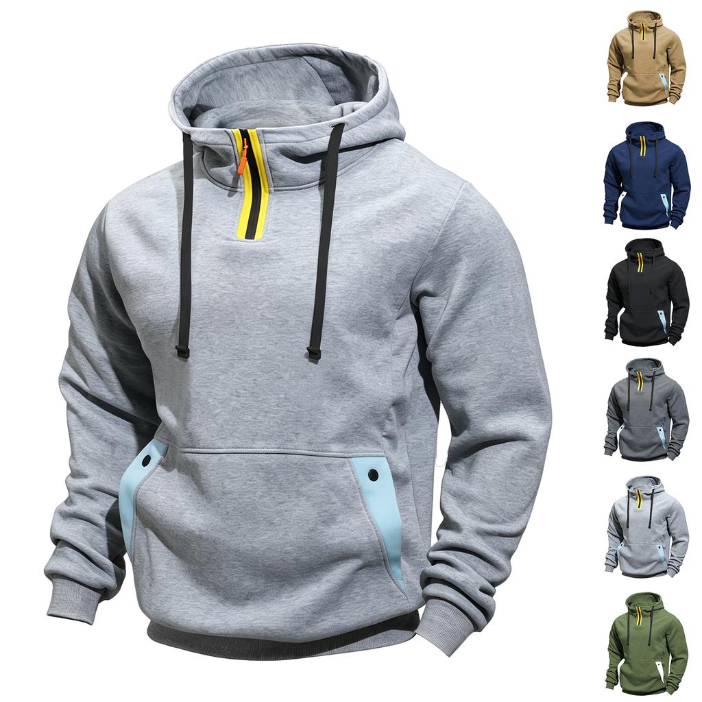 Men's Casual Loose Fit Color Block Hoodie for Fall and Winter Everyday Wear