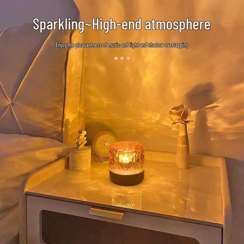 Rotating LED Ripple Atmosphere Lamp Speaker: Bedside Music & Night Light