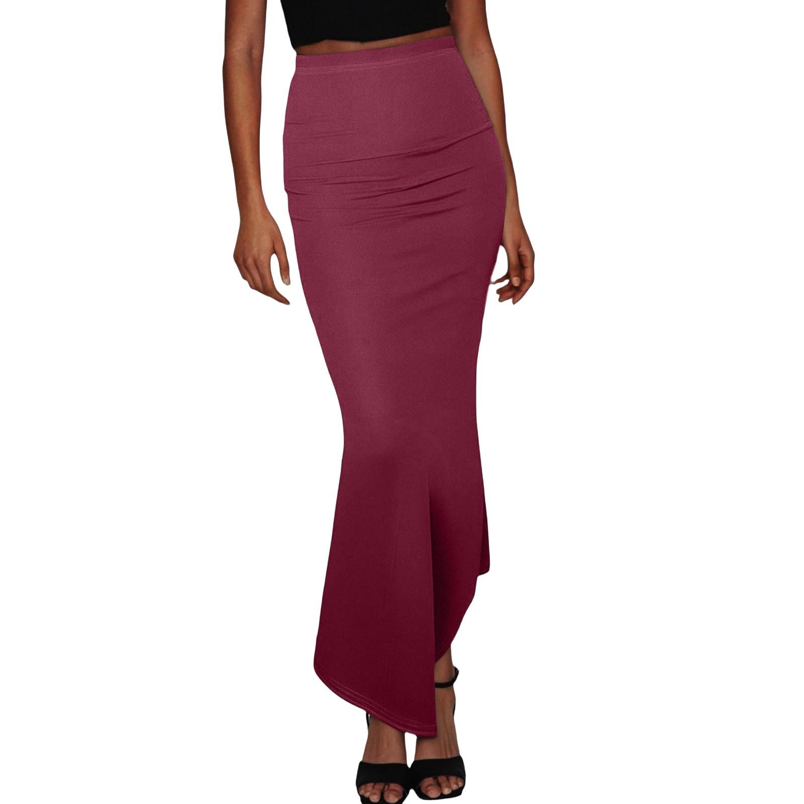 

Женская модная повседневная однотонная юбка средней длины с высокой талией и фасоном «рыбий хвост» S винный
