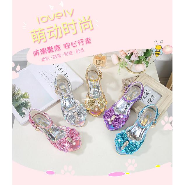 Sandales pour filles Nouvelle mode Grandes enfants Chaussures de princesse Été Enfants Polyvalentes Talons hauts Petites filles Sandales en cristal