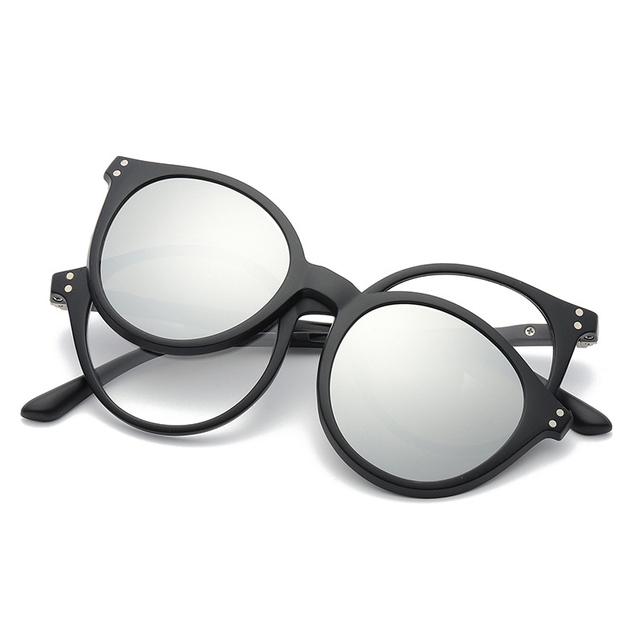 5 In 1 Magnet Sunglasses Women Polarized Clip On Glasses Men Round Prescription Optic Reading Glasses Driving Sun Glasses F
