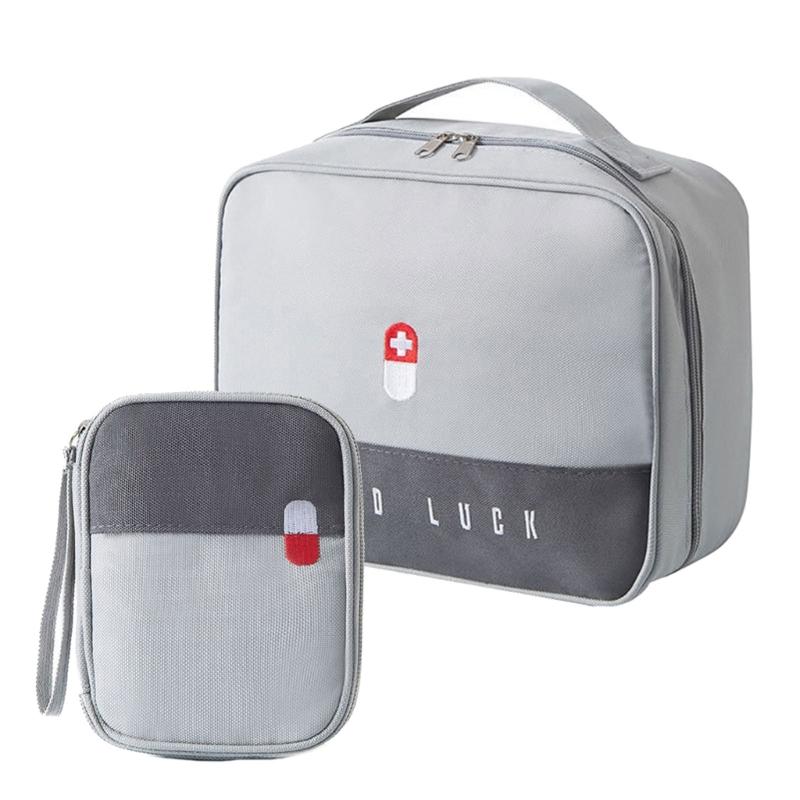

Pack of 2 Outdoor Household Medicine Pills Storage Bag Fashion Color Option Crisis Clinical Bag Practical Organizers серый