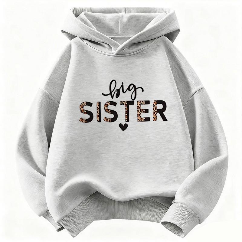 Fashion Big Sister Leopard Print Hoodie Kids Hip Hop Children's Sweatshirt Hoody Casual Hoodies for Boys Girls Clothes