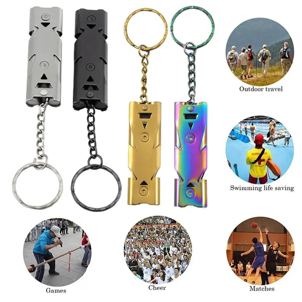 High Decibel Dual Whistle Keychain, Outdoor Camping Emergency Survival Tool, Portable Multifunctional Whistle