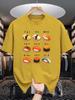 Japanese sushi Retro Print Unisexs Crew Neck T Shirt Oriental Warrior Graphic Short Sleeve Casual Cotton Fashion Street Tees