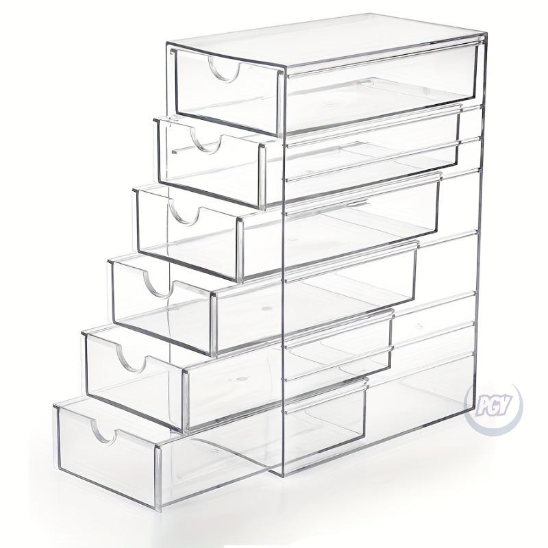 Boîtes de Rangement Transparentes pour 4 5 ou 6 Tiroirs Organisant Cosmétiques Rouges à Lèvres Élastiques à Cheveux et Papeterie Coiffeuses Chambres Bureaux