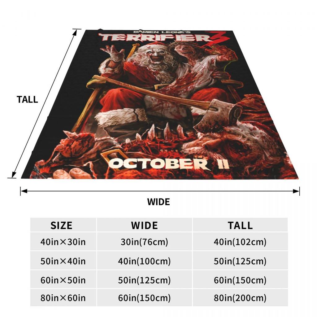 TERRIFIER 3 Comic Con Teaser Blanket Christmas Warm Pattern Plush Bedding Throws For Couch Bed Flannel Bedspread Bed Cover