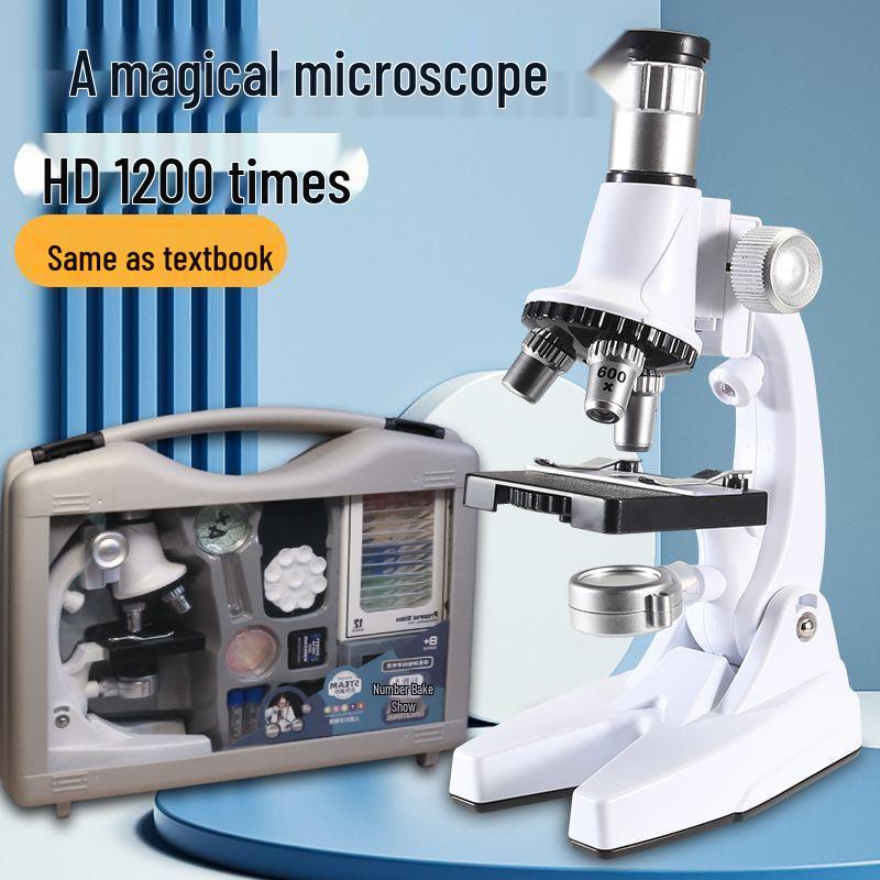 Professional-Grade HD Optical Microscope for Children's Science, Middle School Use; Detects Bacteria; Junior High Exam Model