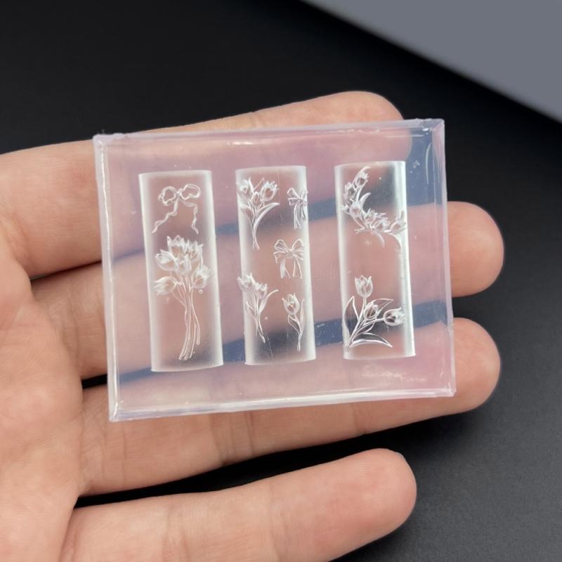 Nail Art Moulds Silicone Template Nail Designing Tool Flower Theme Silicone Handmade Molds for Manicure Creation