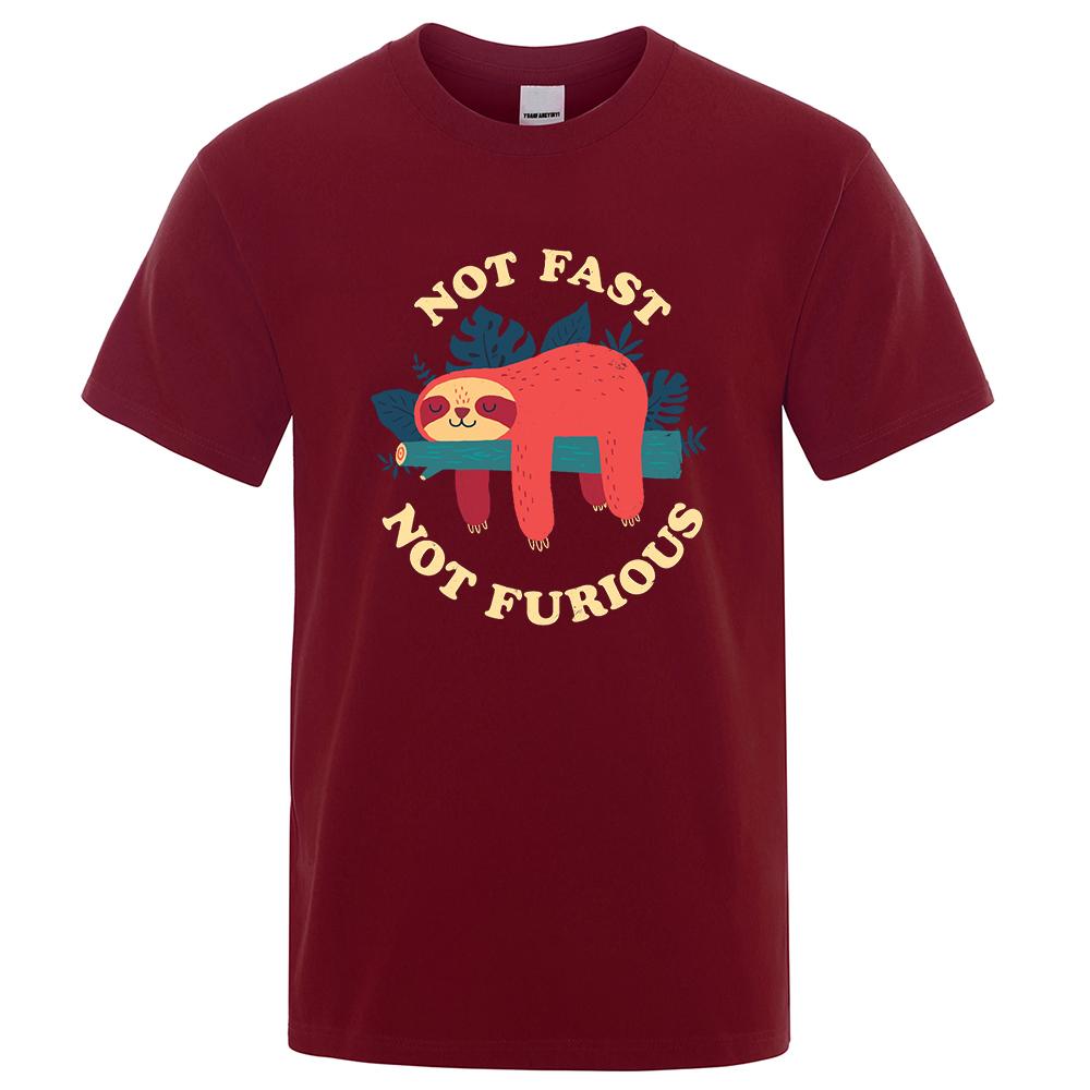 Not Fast Not Furious Cartoons Printing Men Tee Shirts Breathable Brand Tops Street Fashion T-shirt Mens Casual Summer T Shirts