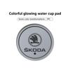AAABS1 For Skoda Led Car Badge Emblem Drink Cup Holder Logo Light USB Charging Luminous Coaster Kodiaq Octavia 2 3 Rapid Karoq Fabia