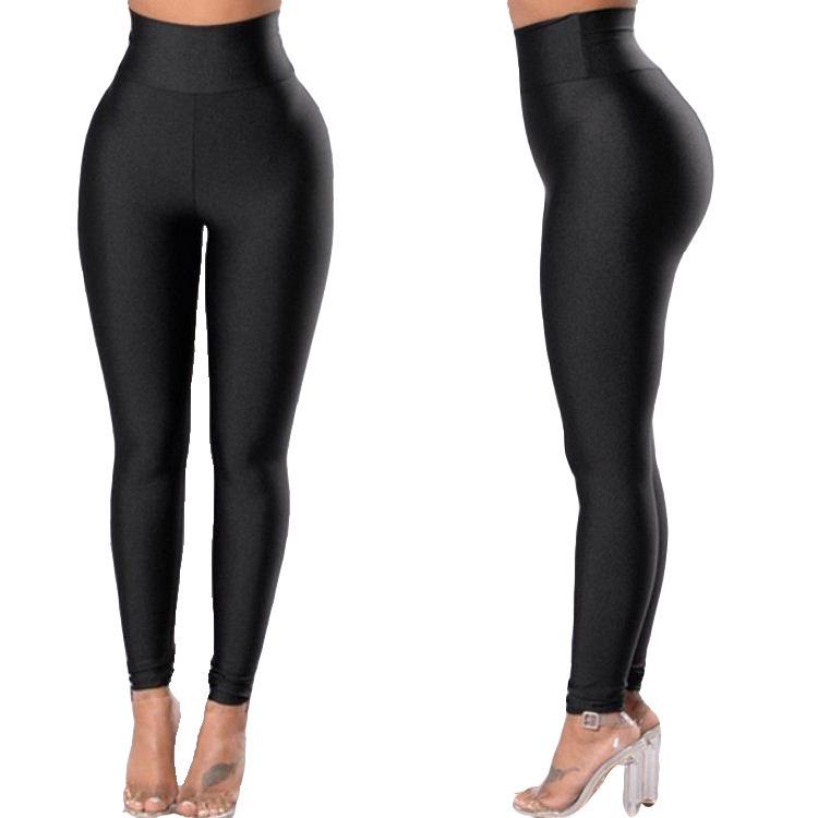 European and American High-Waisted Yoga Pants, Solid Color Butt-Lifting Leggings for Women