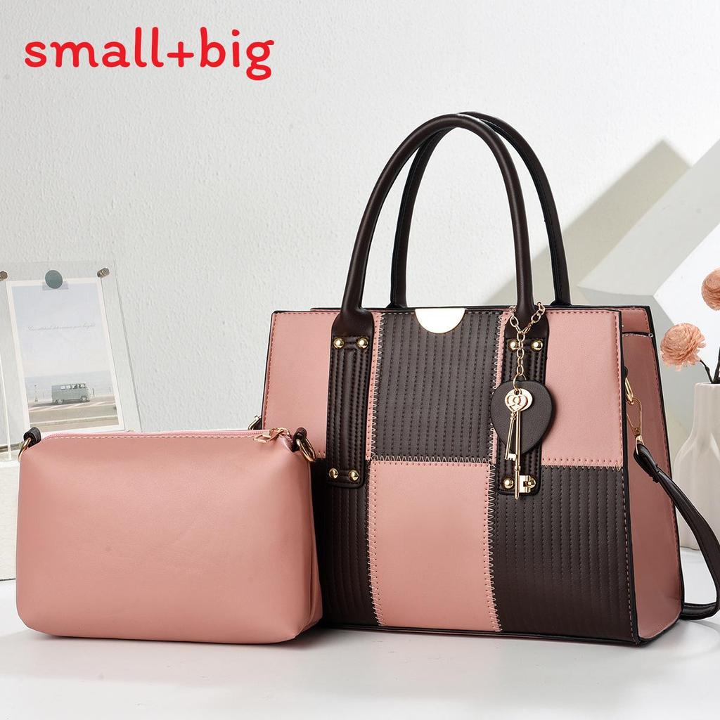 Pu Large Tote Bag For Women With Contrasting Color Blocking And Inner Pockets For Daily Use