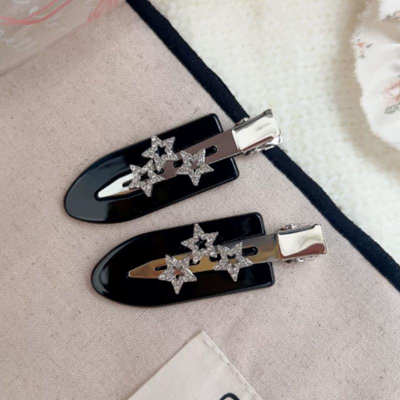 2 Stück Flash Diamant Stern Nahtlose Seiten Haarspangen Retro Mode Pony Haarspange Haarschmuck für Frauen Make-up Styling