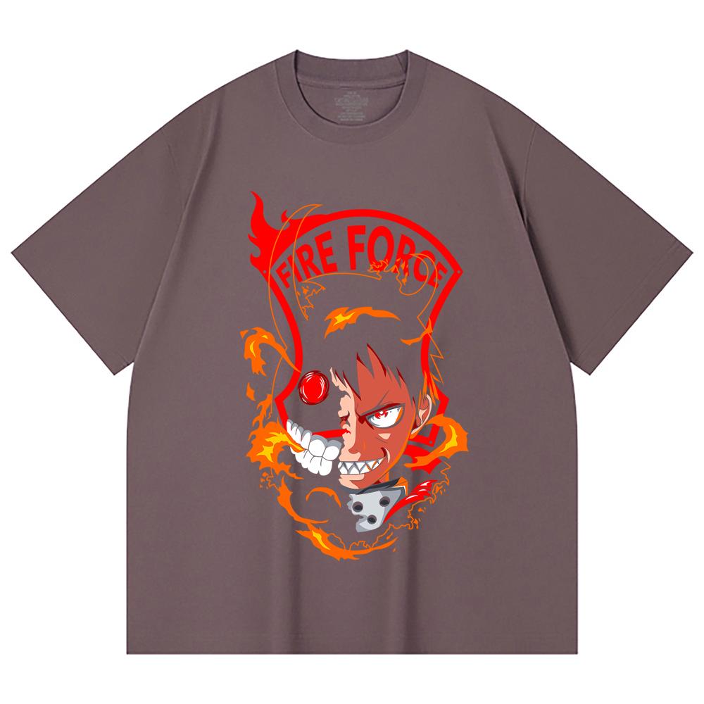 230 Gsm 100% Cotton Fire Force V1 Shinra Print Unisex Heavy Cotton T Shirt