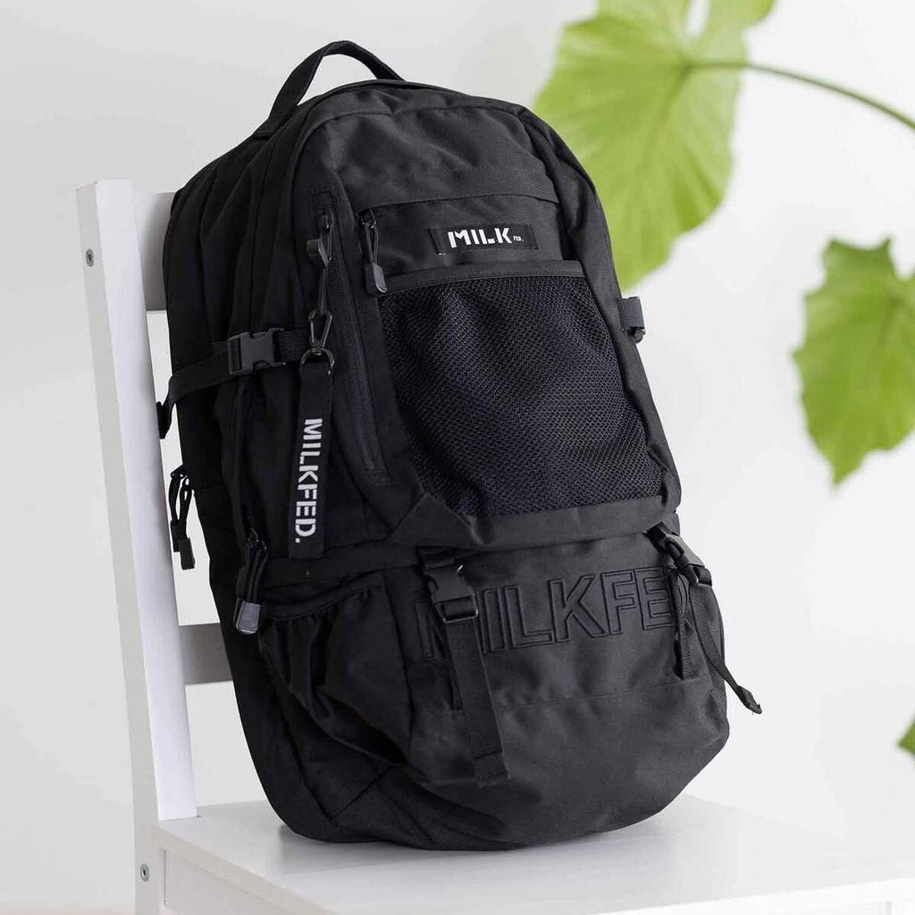 Milkfed NEO EMBROIDERY BIG BACKPACK BAR 3192048 BLACK
