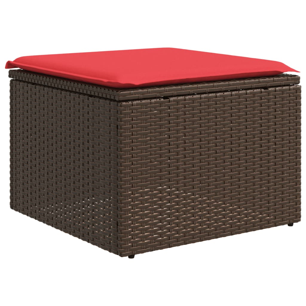 6 Piece Garden Sofa Set with Cushions Brown Poly Rattan