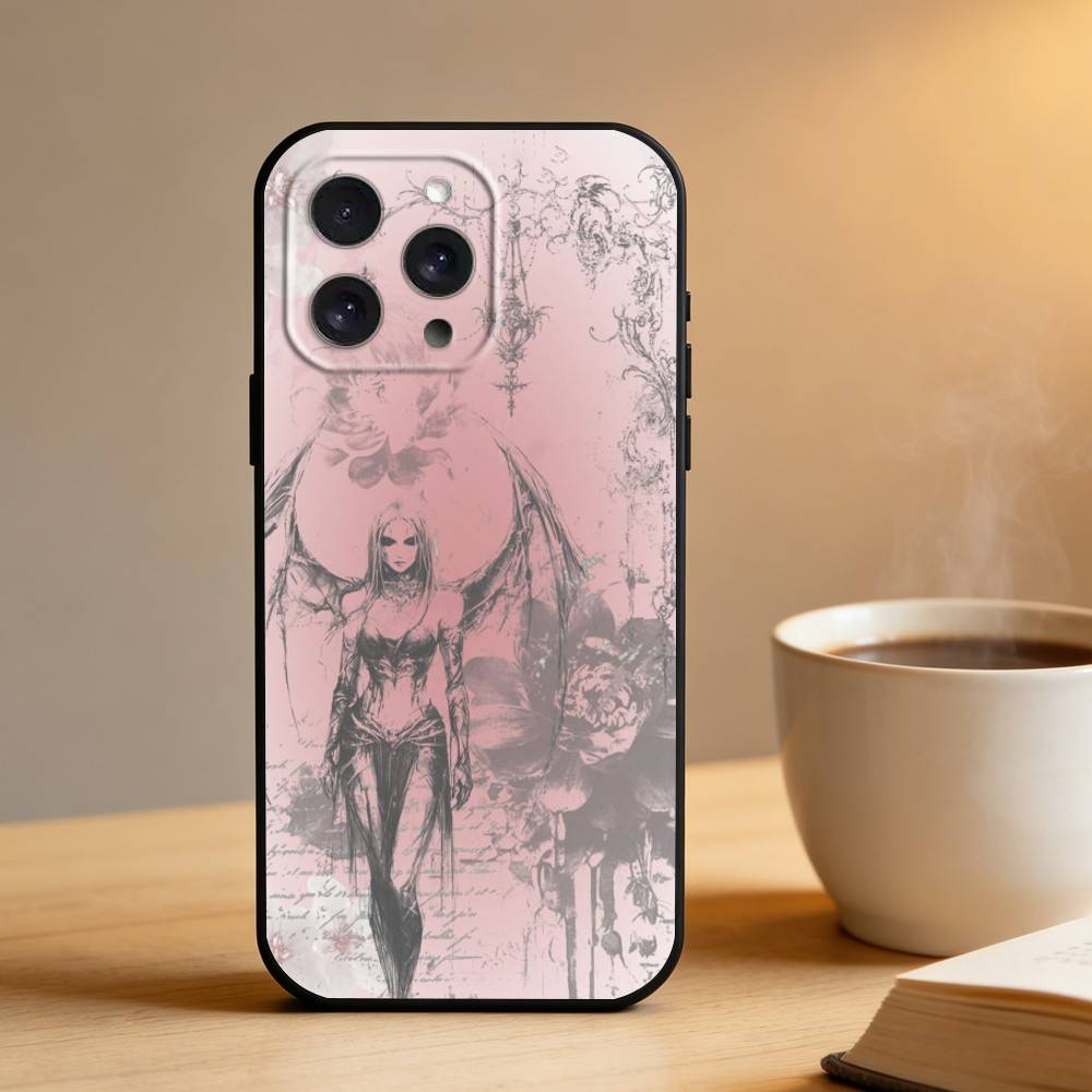 Gothic Coquette Cyber Sigilism  Phone Case For iPhone 16,15,14,13,12,17,Pro Max,Plus Silicone Black Case