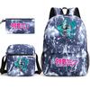 3Pcs/set Anime Cartoon Hatsune Miku Printed Backpack with Shoulder Bag Pencil Case for Teenager Student Boy Girl Large Capacity Waterproof Schoolbag