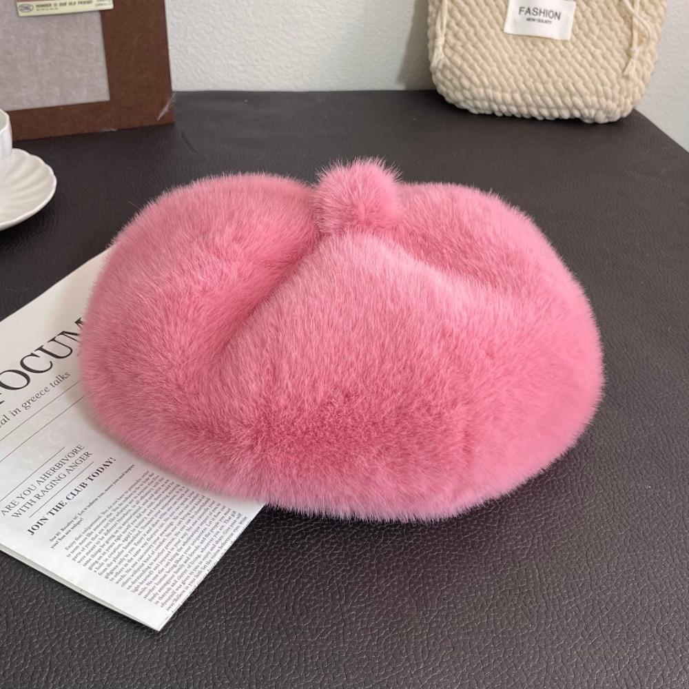 

Зимний новый зарубежный стиль теплая беретка норка утолщенная тыква модный тренд универсальная женская шляпа горячий розовый