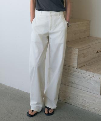 Siyajyu Sipt7204 Light Cotton Curved Pants_Ivory