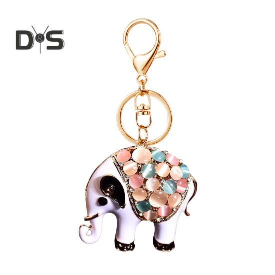

Красочный слон орнамент брелок блестящий горный хрусталь слон кулон шнурок брелок рождественское украшение B