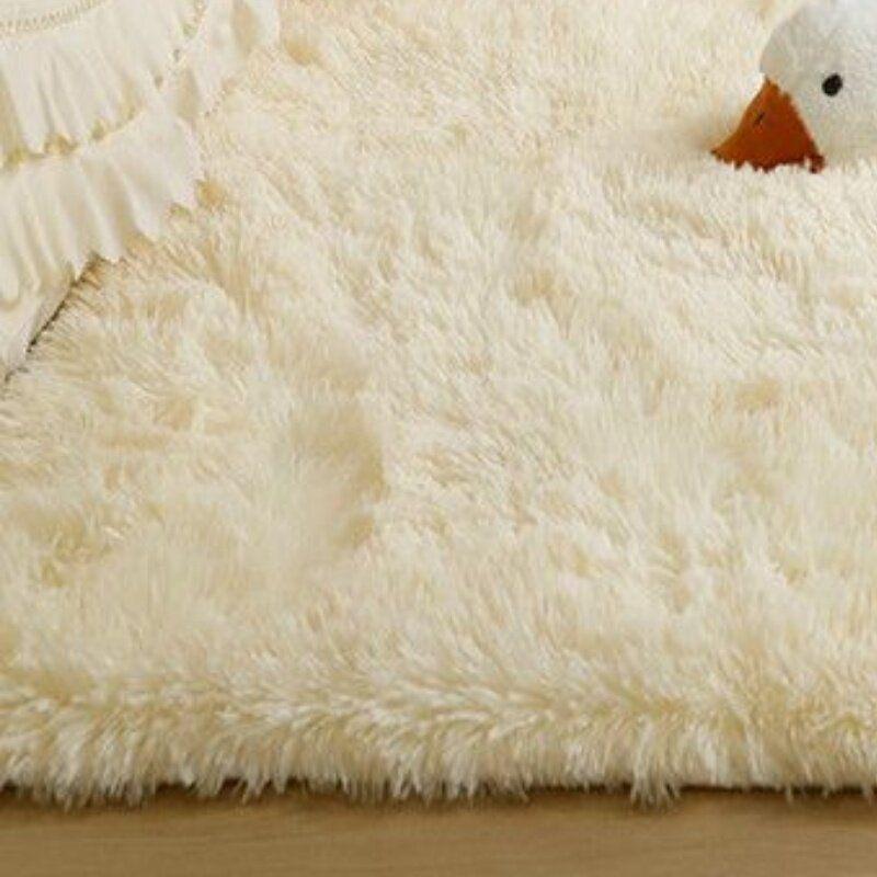 Passenger Seat Plush Foot Mat Single Piece Furry Car Foot Mat Universal for Girls Upper Layer Carpet Exclusive for Girlfriends [Beige] Soft Car Floor Mats (40*60cm)