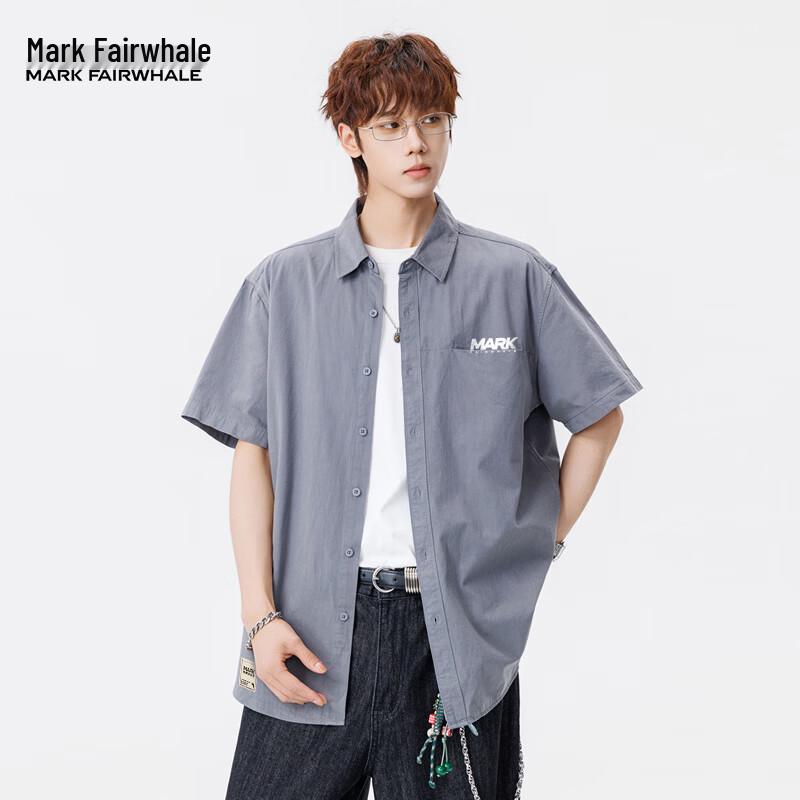 MARK FAIRWHALE Men's Pure Cotton Short Sleeve Casual Shirt