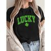 Lucky Green Diamond Clover Printing T-Shirt Women Summer All-Match T Shirts Trendy Crewneck Clothing Woman Loose Streetwear