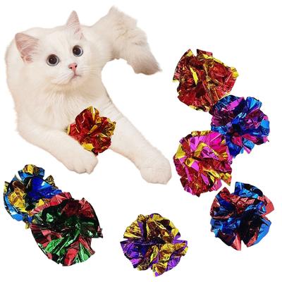 5/10 Peças Bolas Amassadas Brinquedos para Gatos com Som Estalante e Reflexo de Laser, Bolas de Papel Duráveis Resistentes a Arranhões para Gatinhos