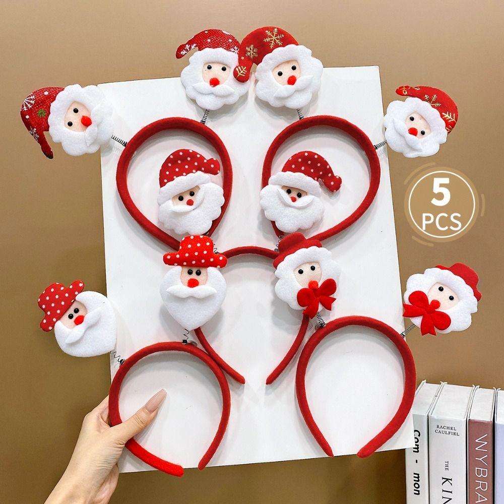 5PCS Santa's Hat Christmas Hair Hoop Snowman New Year Hairband Cute 2025 Headband  Prom Props