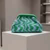 Vintage Knitted Coin Purse Geometric Striped Large Capacity Evening Bag Polyester Wavy Pattern Hand-holding Dumpling Bag Beach